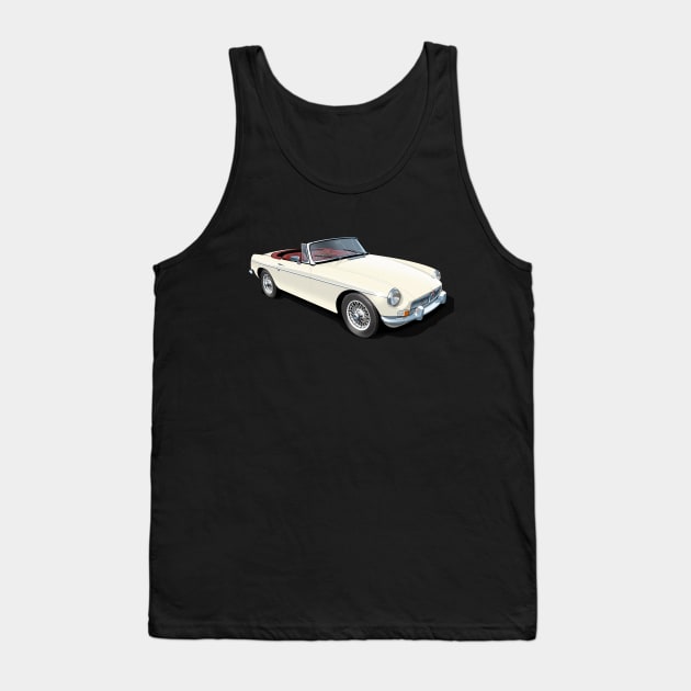 MGB Roadster in old english white Tank Top by candcretro